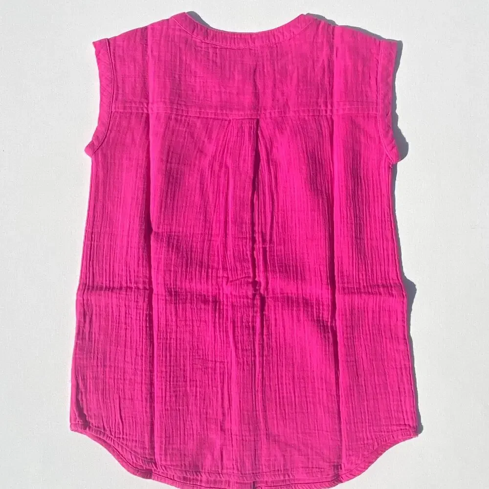NWT GAP Kids Crinkle Supersoft Cotton Gauze Tunic Dress Phoebe Pink (S 6-7)